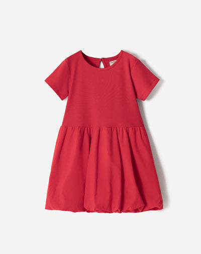 Vestido corto algodón globo rojo niña