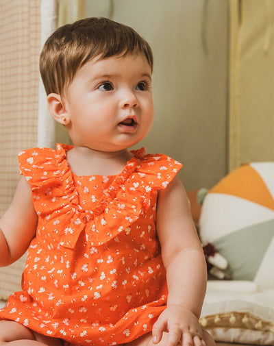 Enterizo con boleros estampado bebé niña