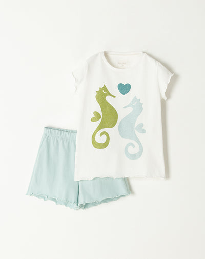 Pijama de caballos de mar  azul