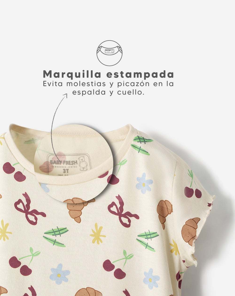 Pijama regular fit manga corta beige estampada