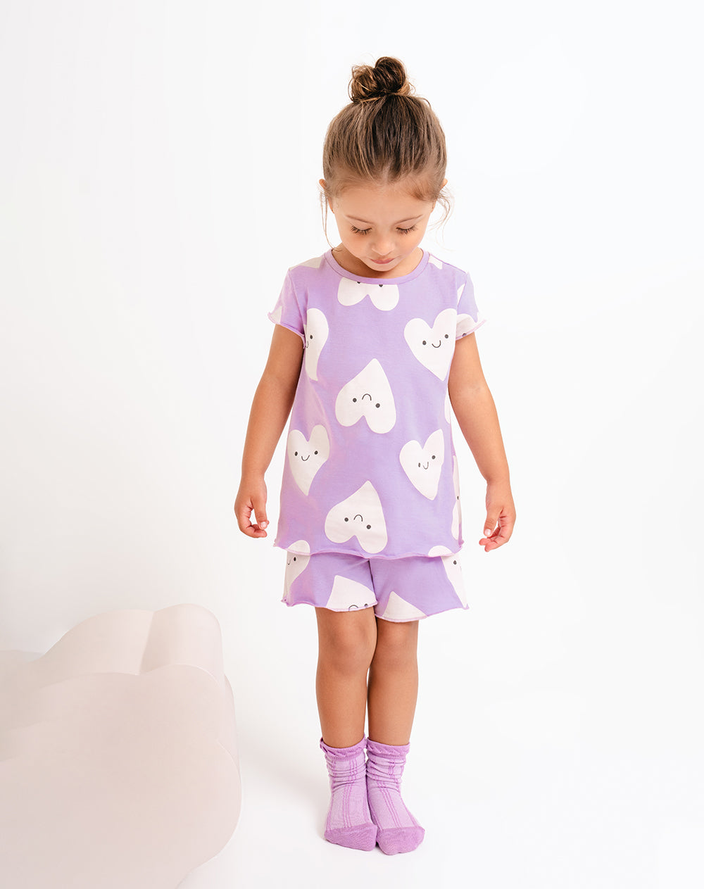Pijama regular fit manga corta lila estampada
