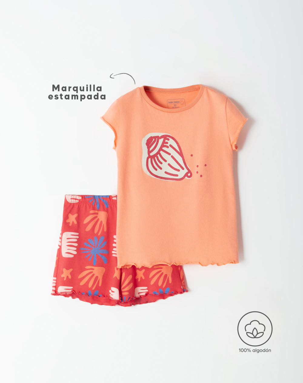 Pijama regular fit manga corta rojo estampado