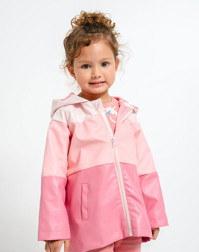 Chaqueta regular fit con capucha rosada