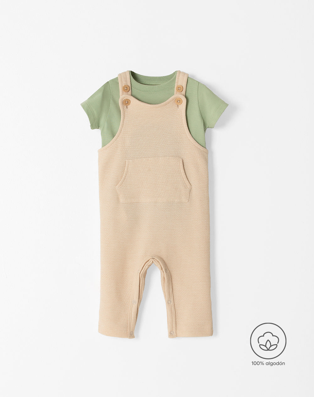 Conjunto bebé unisex camiseta + overol algodón