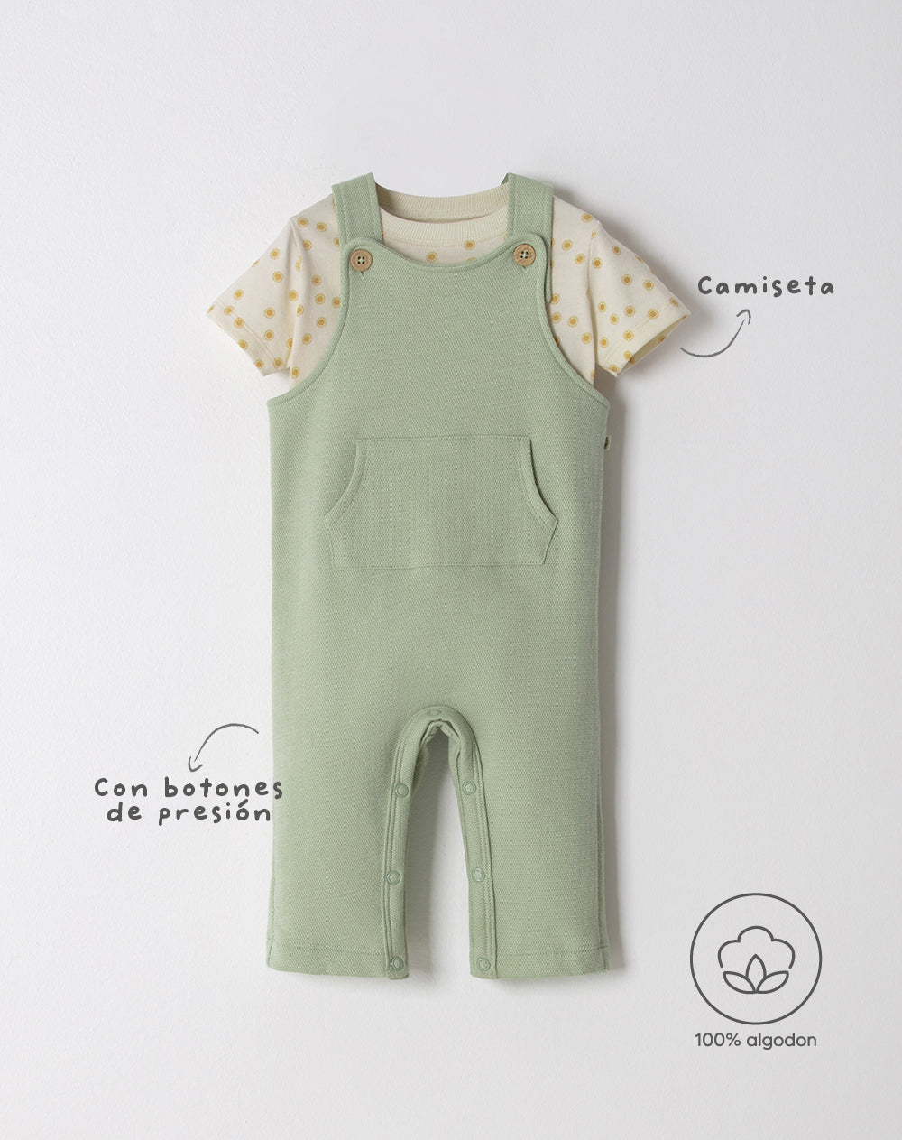 Conjunto overol manga corta verde