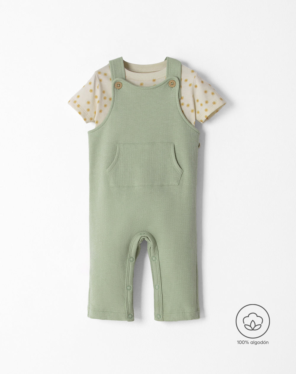 Conjunto bebé unisex camiseta + overol algodón