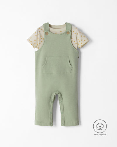 Conjunto bebé unisex camiseta + overol algodón
