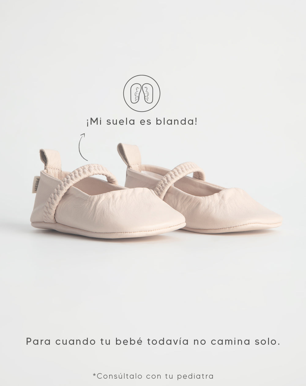 Baletas suela blanda cuero rosa bebé niña