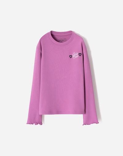 Camibuzo regular acanalado fucsia niña