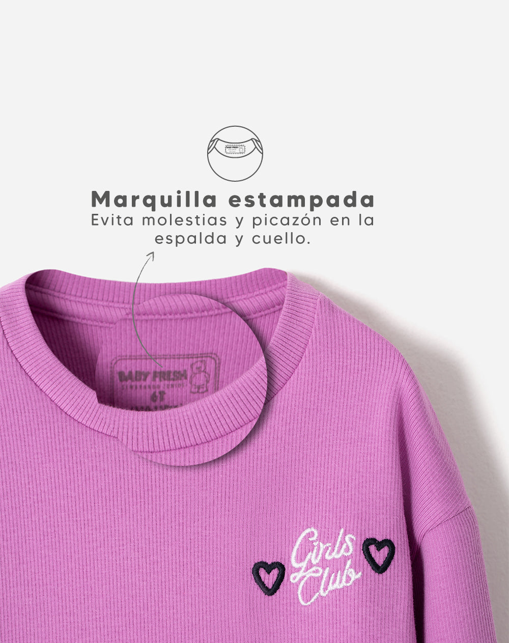 Camibuzo regular acanalado fucsia niña