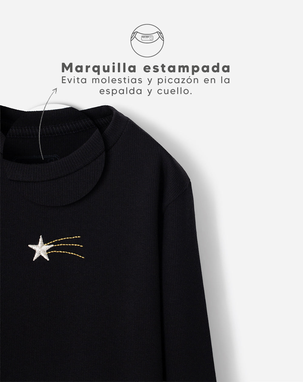 Camibuzo regular acanalado negro niña