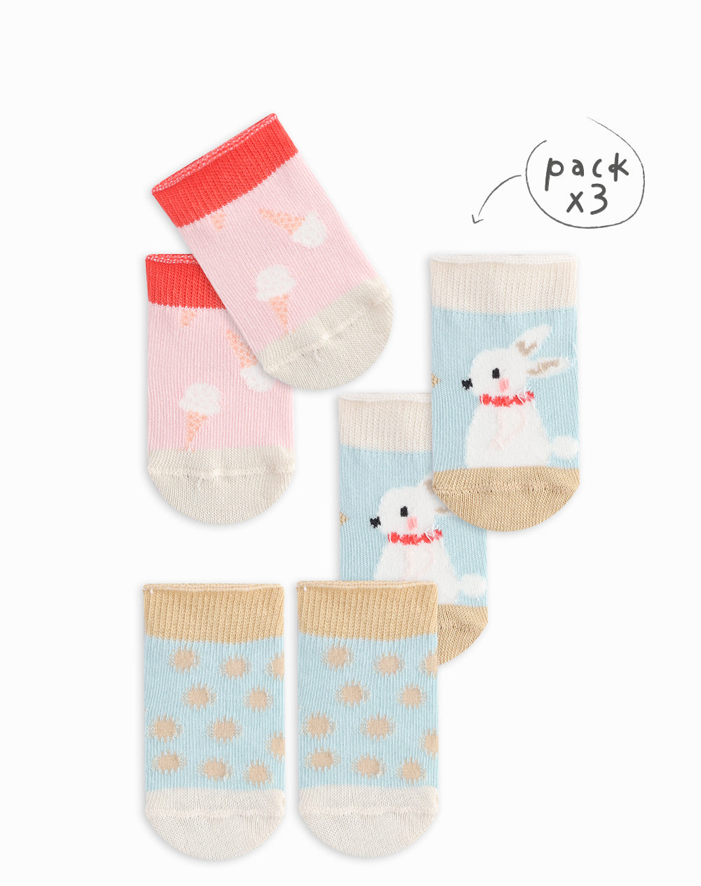 3 pares de medias largas surtido