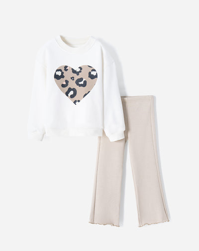 Conjunto pantalon largo manga larga beige