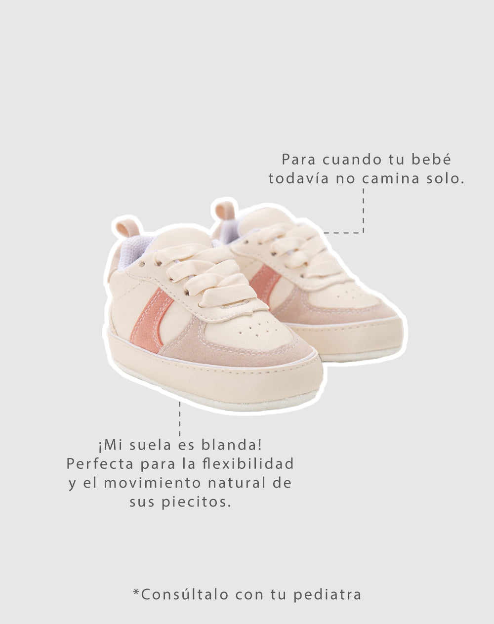 Tenis con suela blanda beige