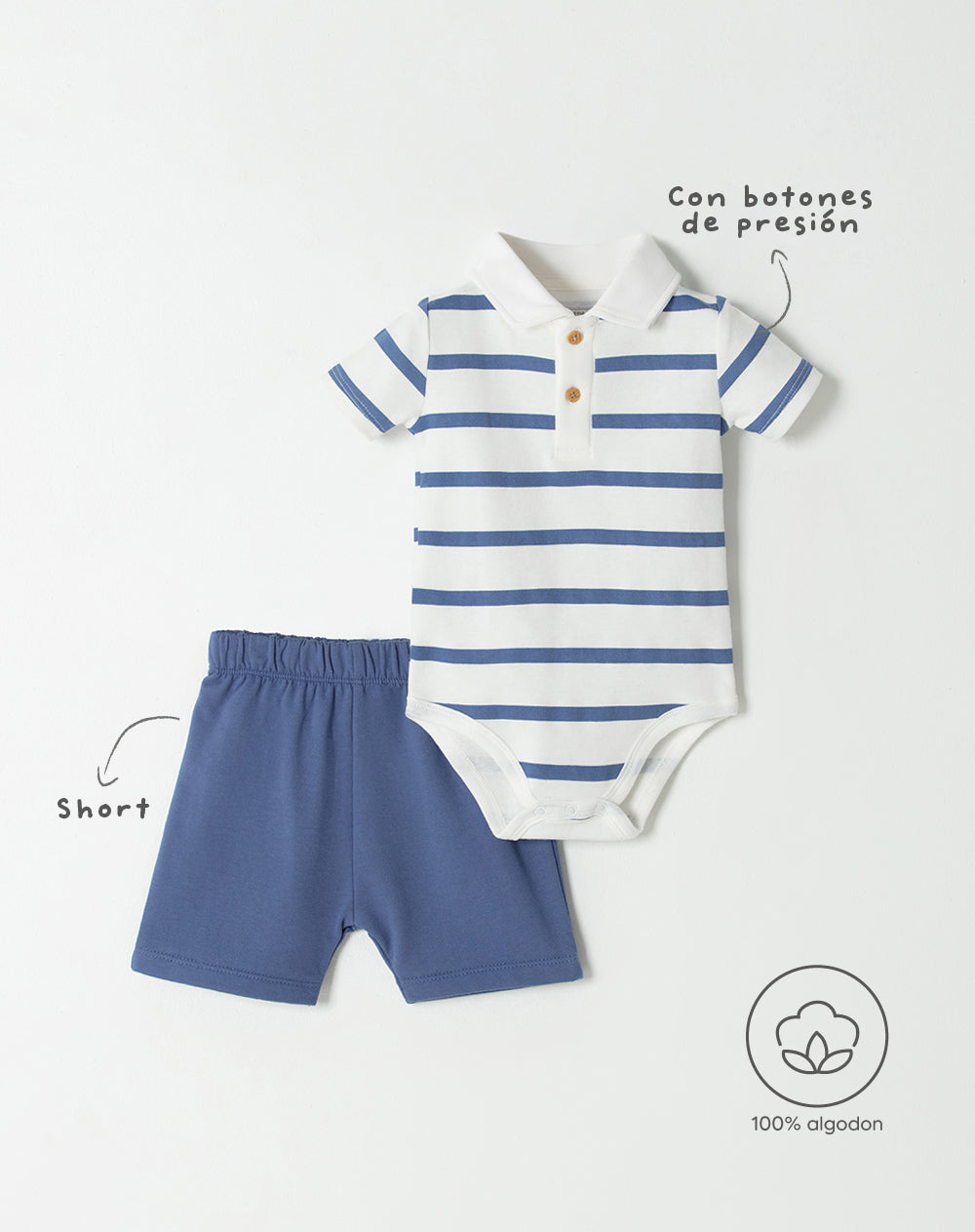 Conjunto body  + bermuda azul