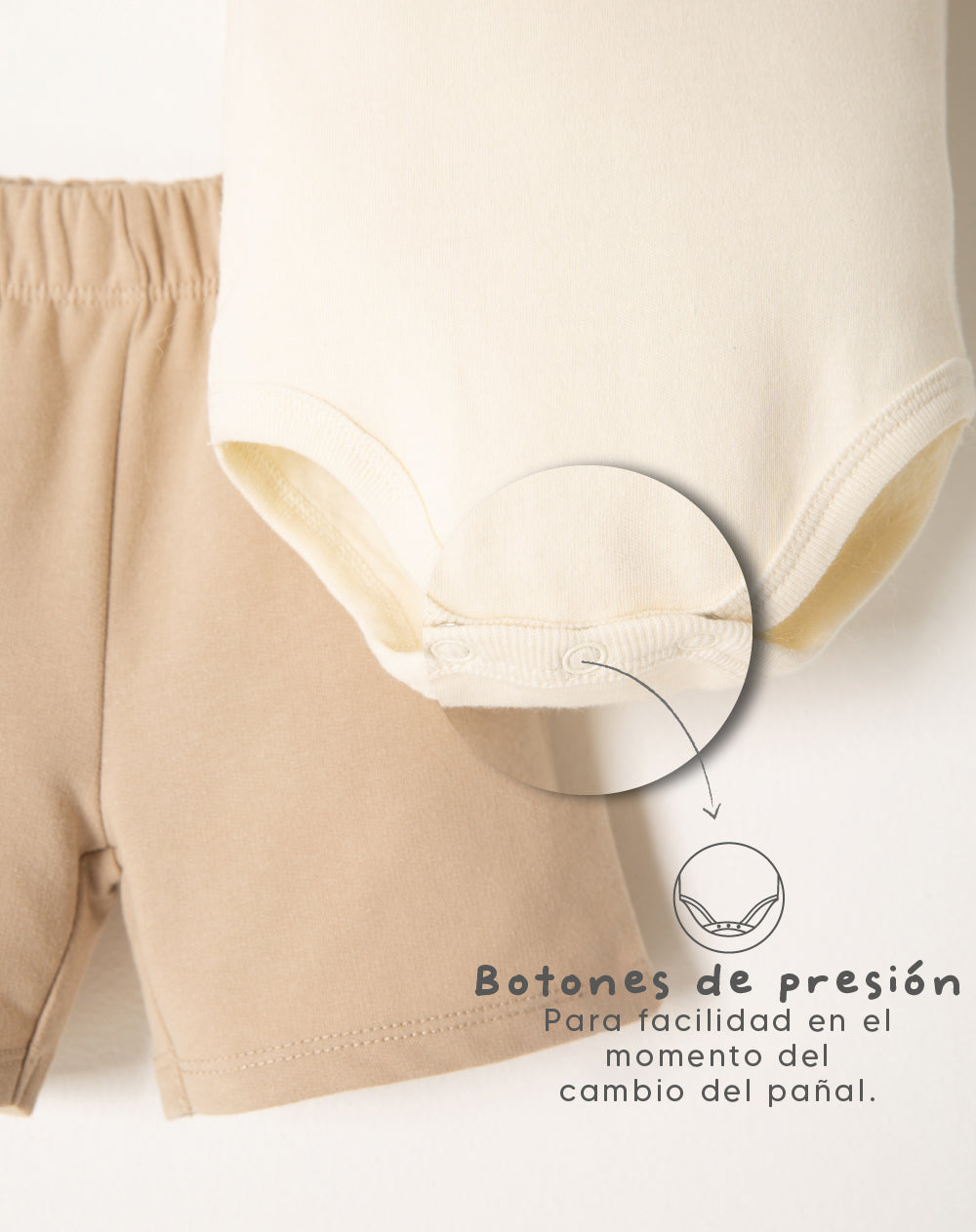 Conjunto body + bermuda beige