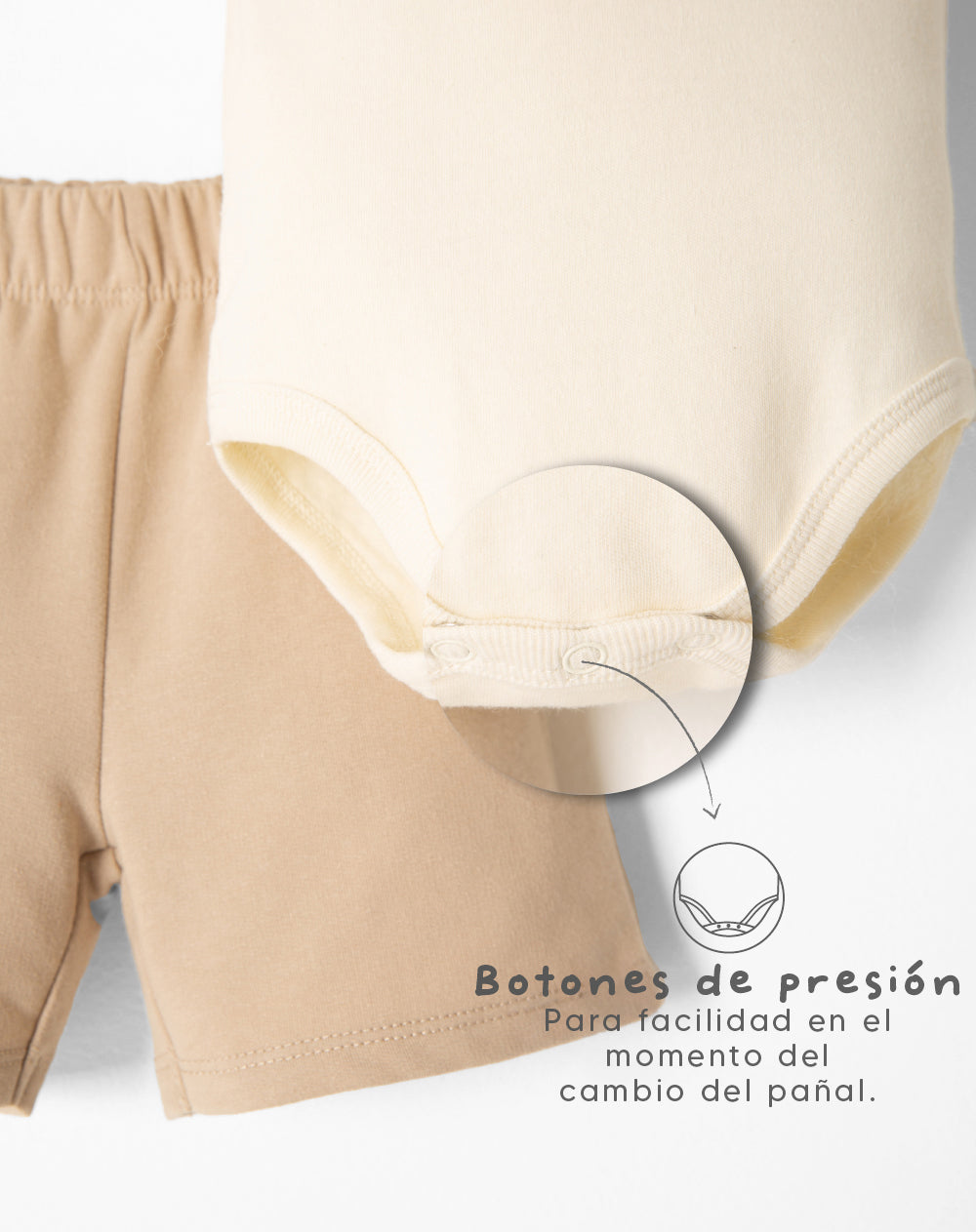Conjunto body + bermuda beige