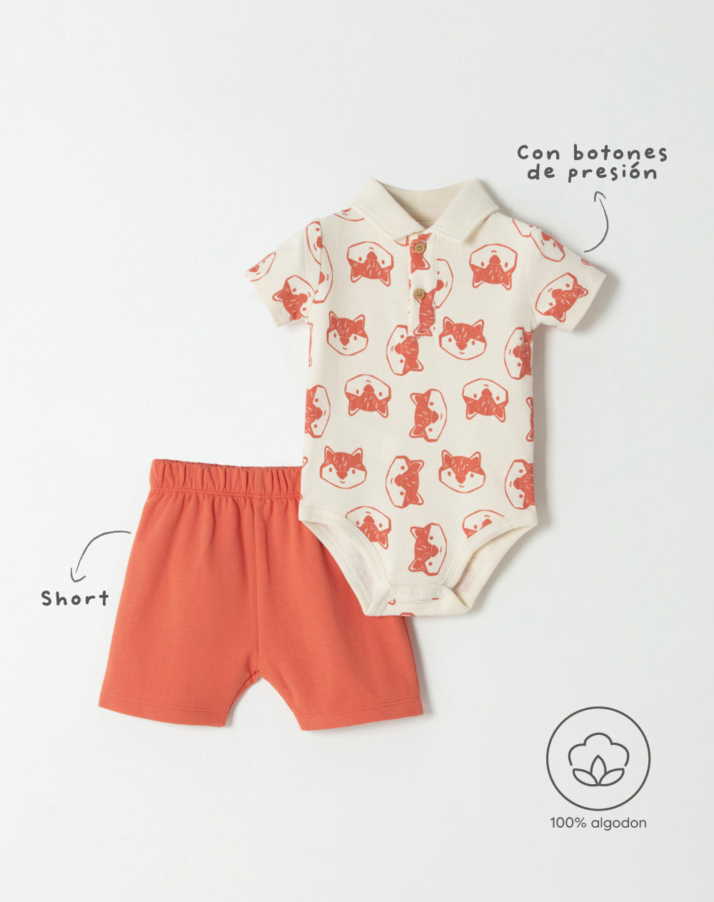Conjunto pantalon corto camiseta naranja
