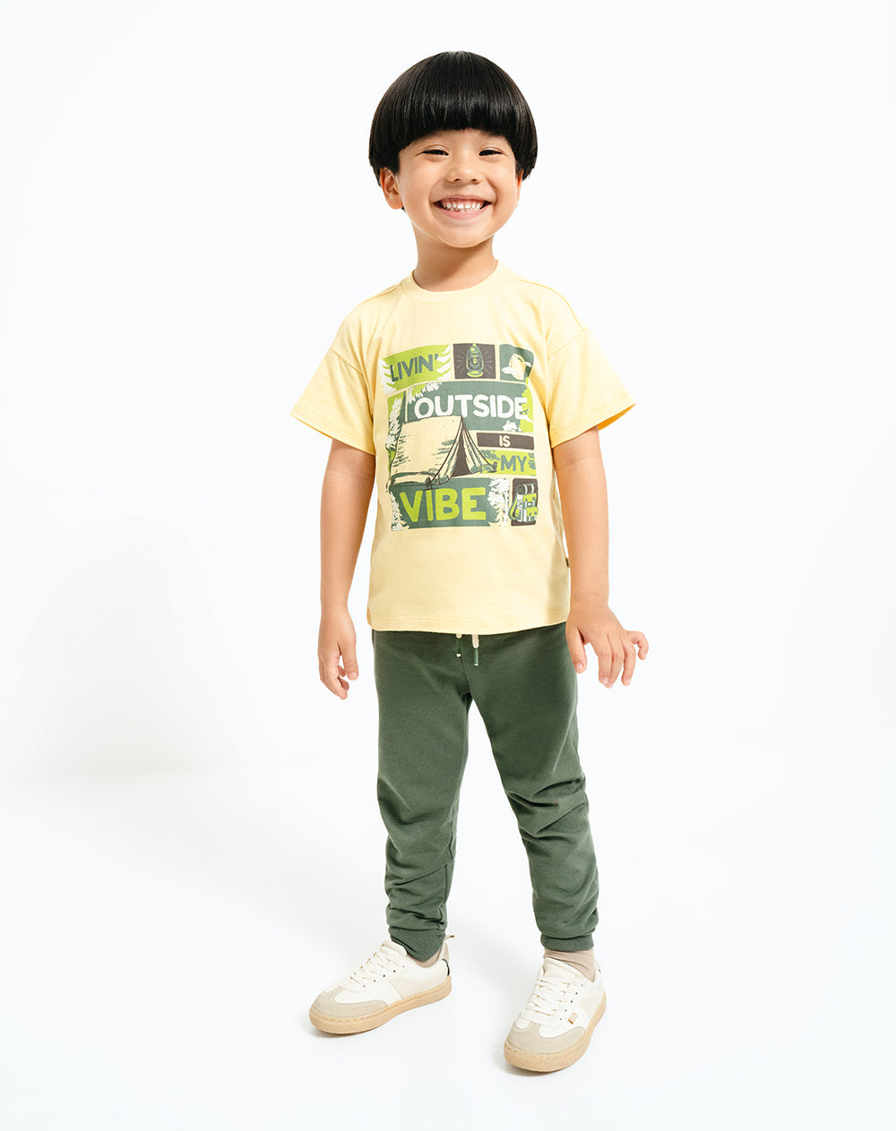 Conjunto pantalon largo manga larga amarillo