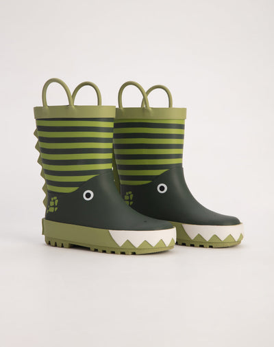 Botas caña baja verde estampado
