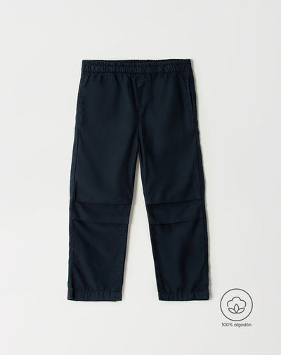 Pantalón regular fit tiro medio en drill azul
