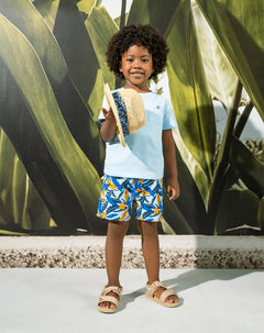 Pantaloneta azul estampado