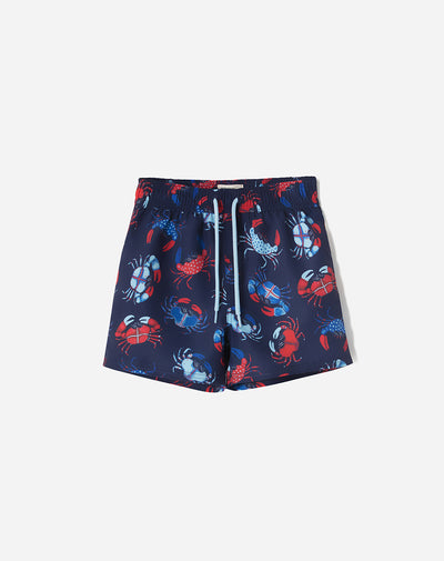 Short pantaloneta azul estampado