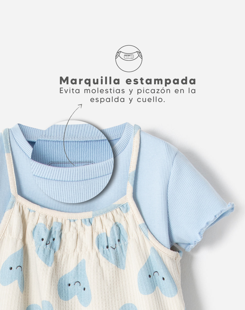 Conjunto vestido manga corta crema estampado