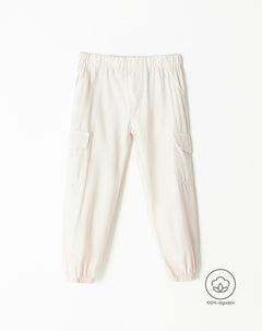 Pantalón regular fit tiro alto crema