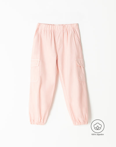 Pantalón regular fit tiro alto rosado