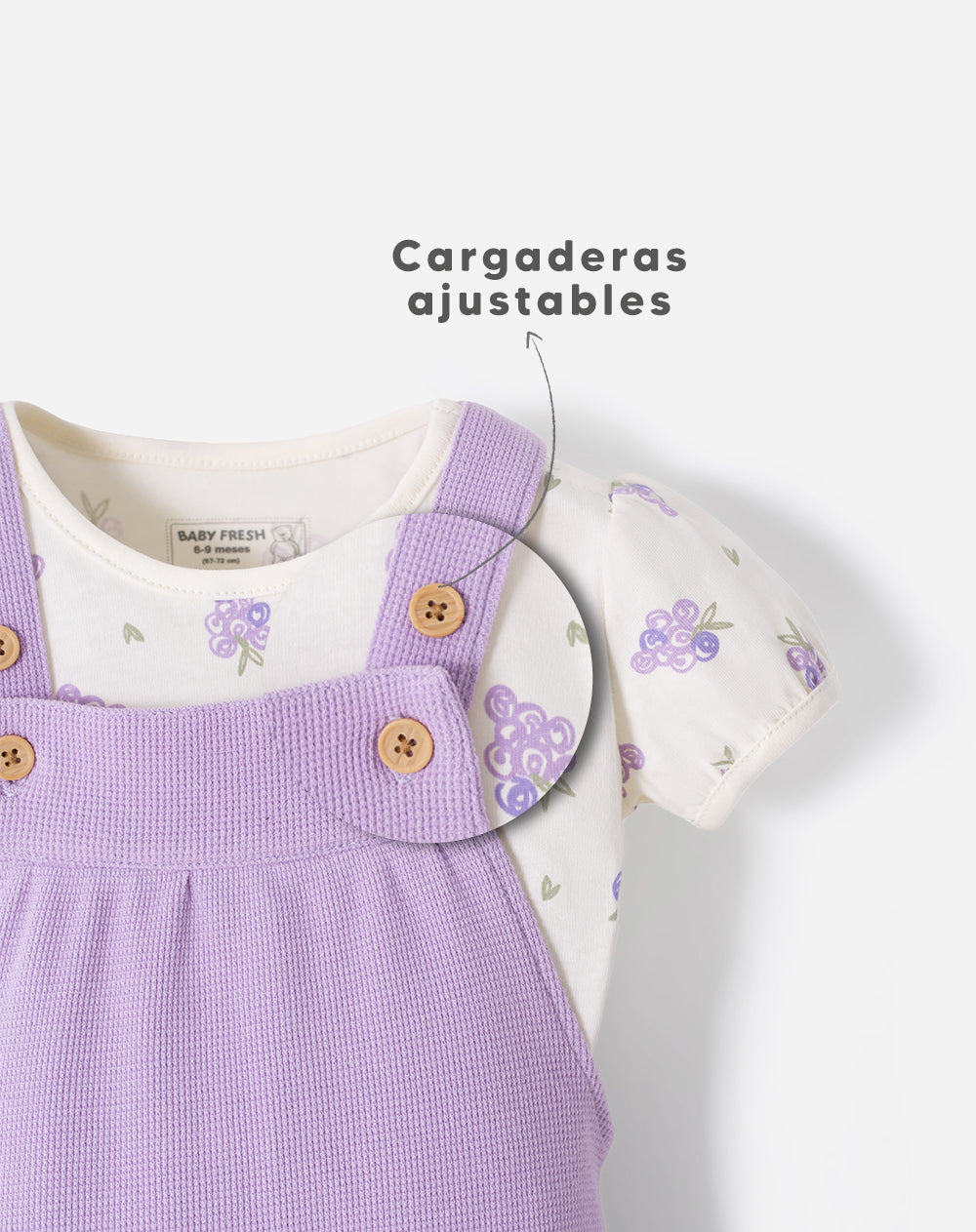Conjunto camiseta+ overol algodón bebé niña