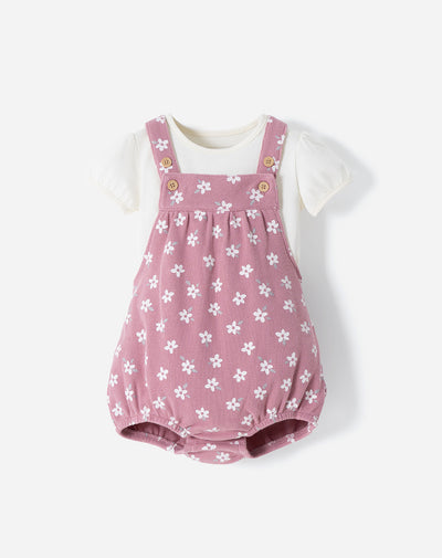 Conjunto camiseta + overol algodón bebé niña