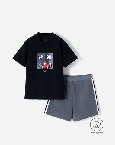Conjunto camiseta + bermuda algodón niño