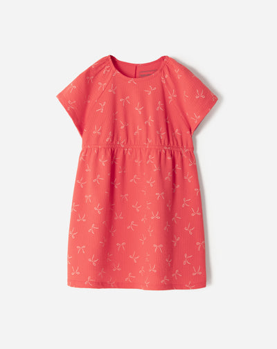 Vestido medio rojo estampado