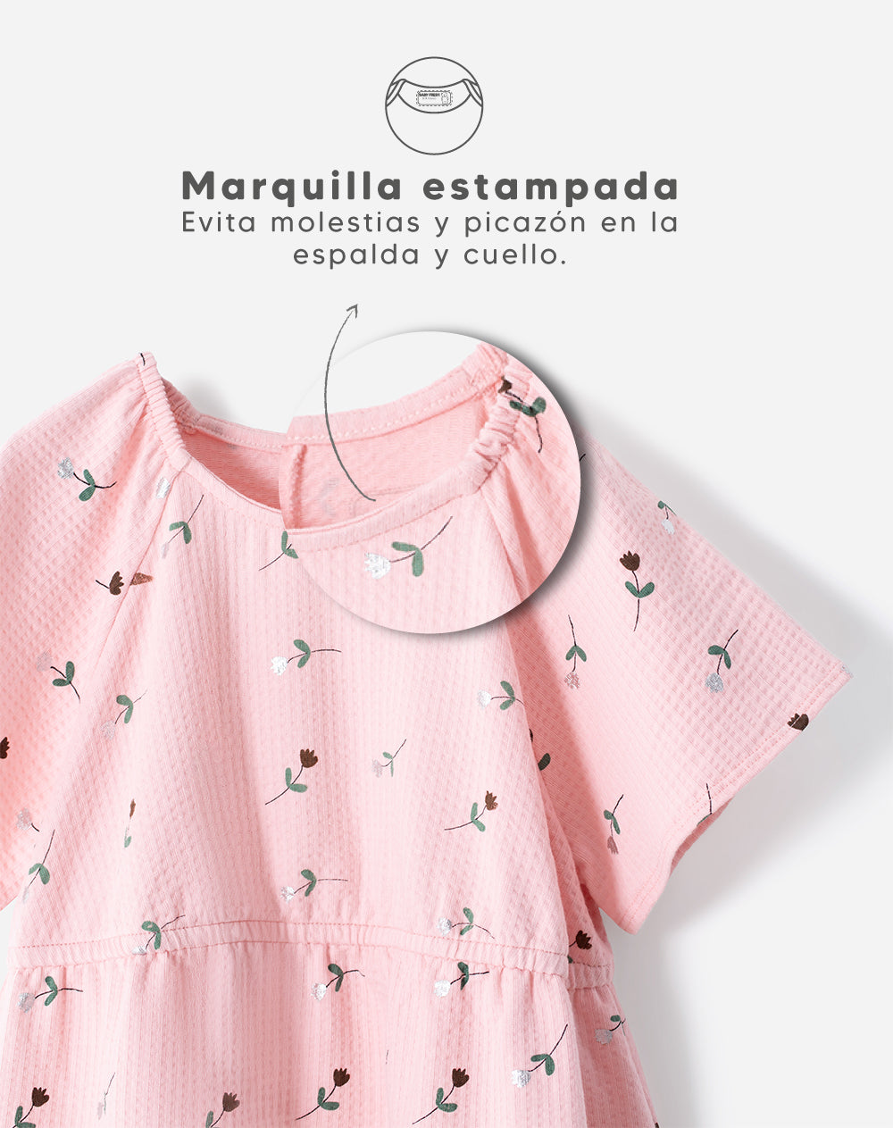 Vestido medio rosado estampado