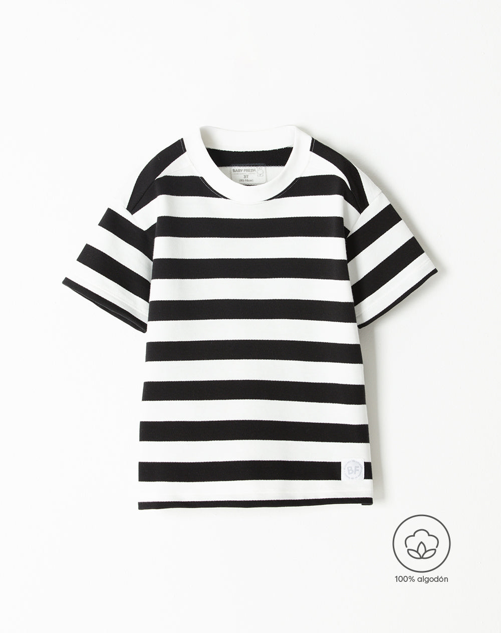 Camiseta oversized fit manga corta negra rayas