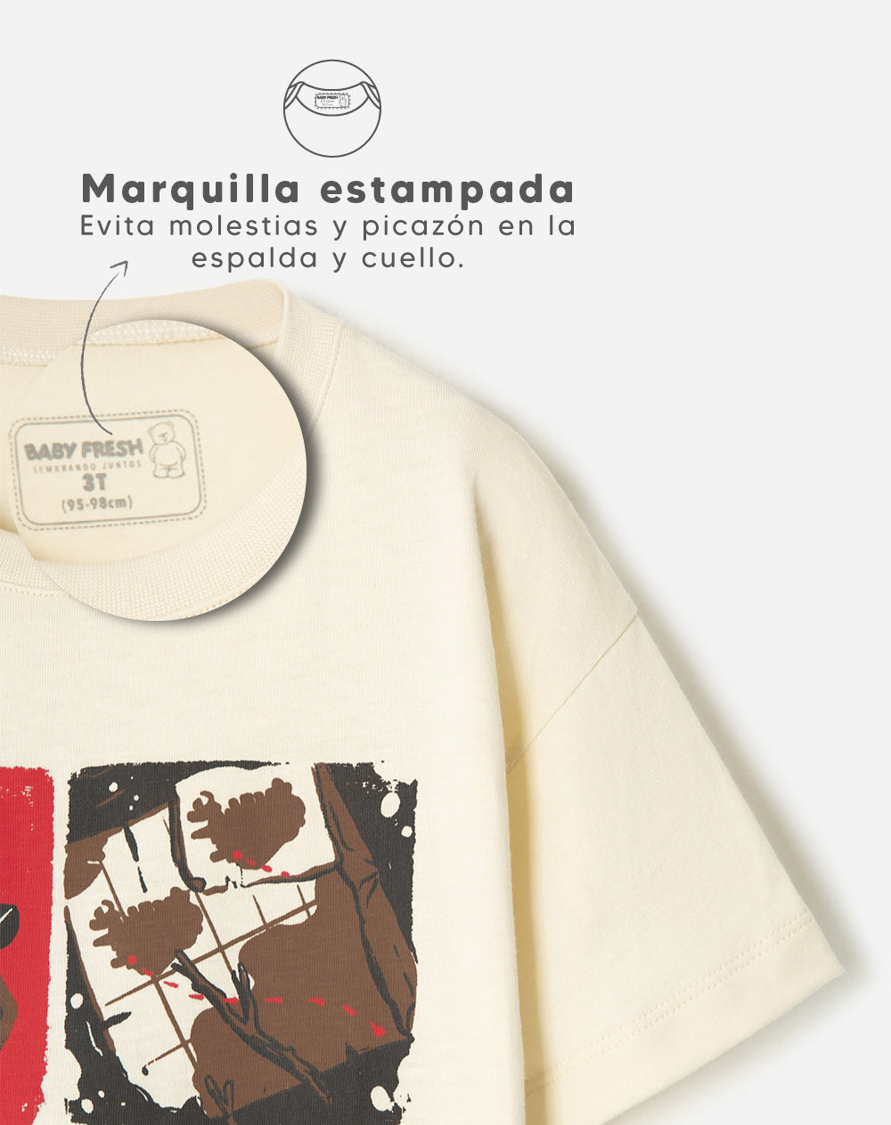Conjunto pantalon largo manga corta crema