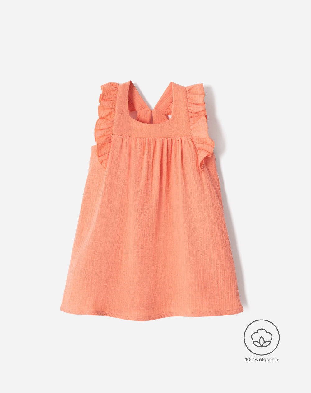 Vestido midi algodón texturizado coral niña