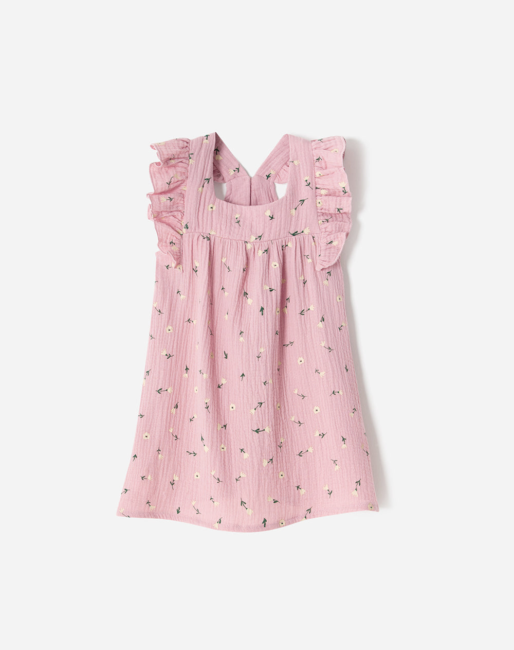 Vestido medio rosado estampado