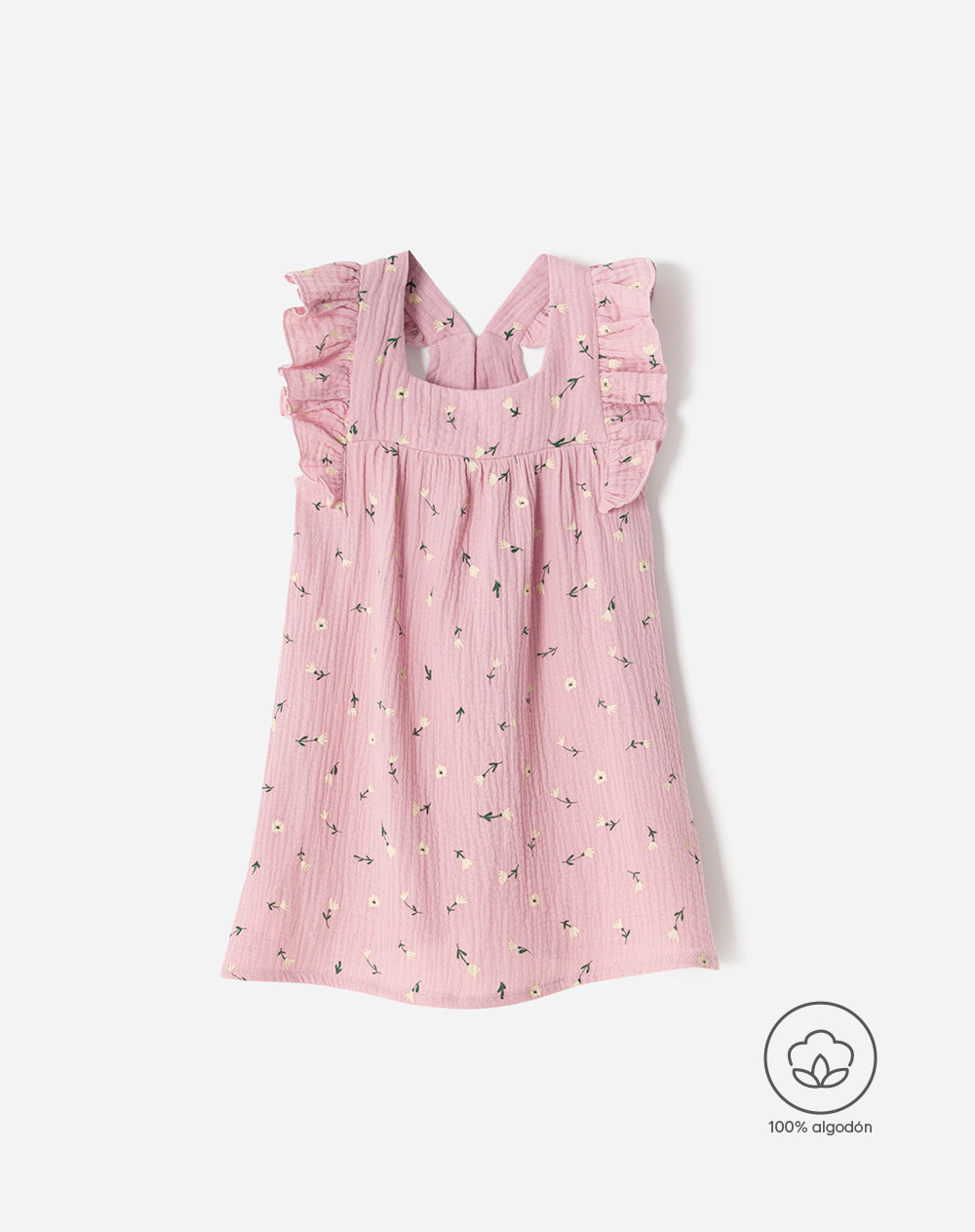 Vestido medio rosado estampado