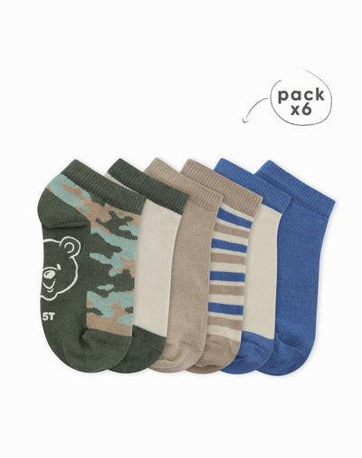 Medias niño algodón tobilleras pack x6 surtido