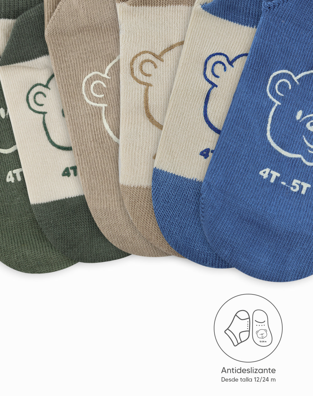 Medias niño algodón tobilleras pack x6 surtido