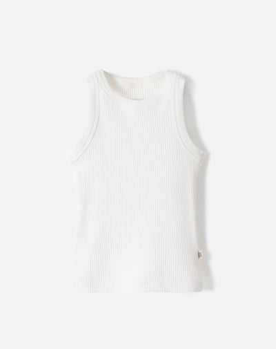 Camiseta slim tejido de punto blanca niña