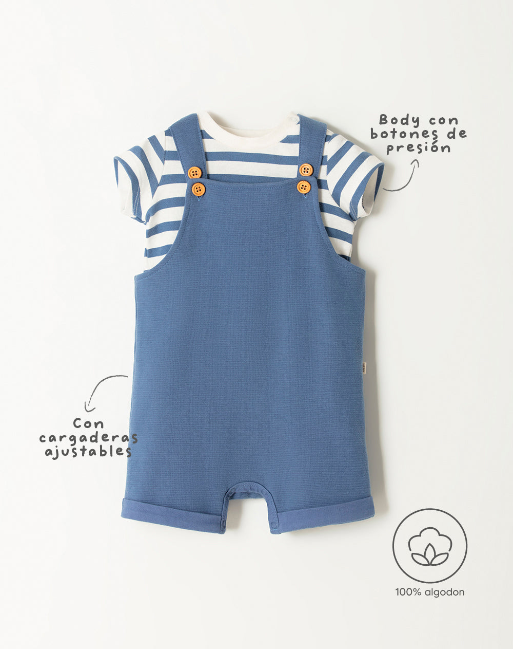 Conjunto overol manga corta azul