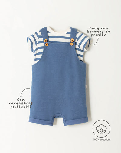 Conjunto overol manga corta azul