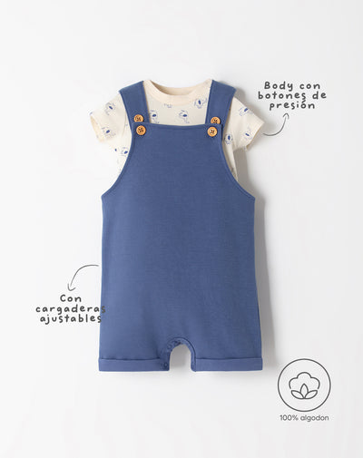 Conjunto body + overol corto azul