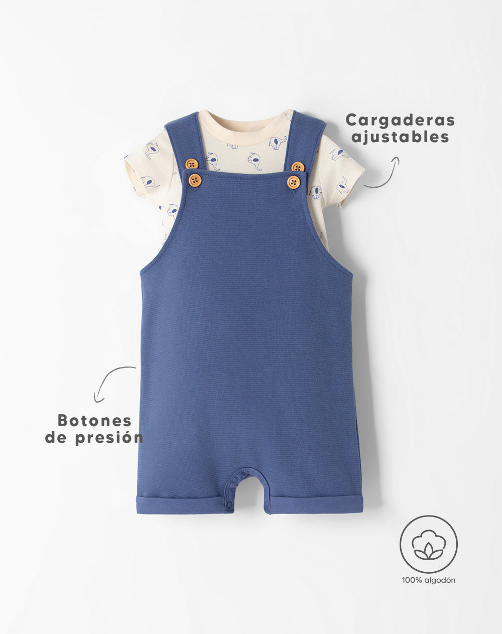 Conjunto body + overol corto azul
