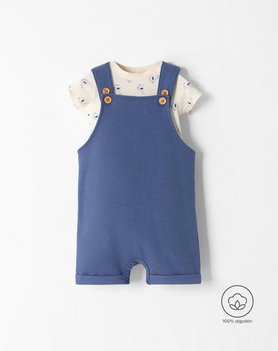Conjunto body + overol corto azul