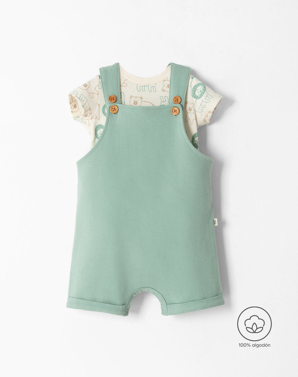 Conjunto overol manga corta verde