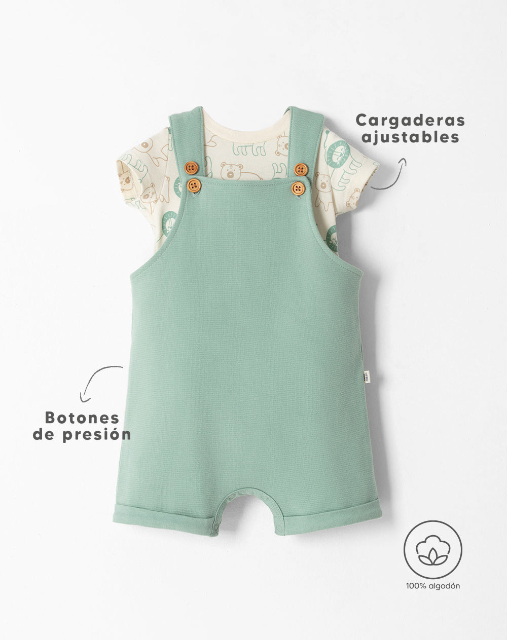 Conjunto overol manga corta verde